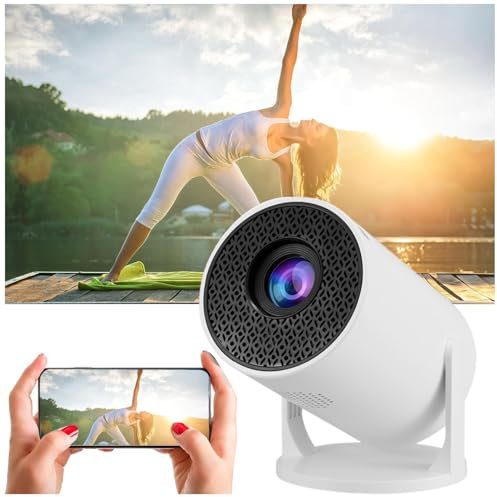 Smart Mini proiettore con WiFi e Bluetooth, regolabile a 270°, Keystone automatico, grande schermo portatile, supporto 1080p, per telefono e TV