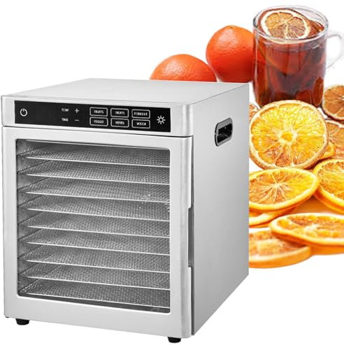 Stainless Steel Food Dehydrator - with Adjust Temp& Timer, Dehydrators for Food and Jerky, Fruits, Beef, Veggies, Electric Food Dryer Machine, for Commercial use,10Trays-110V