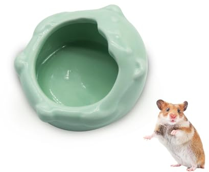 LuckyOpt Kleiner Keramik-Hamsternapf, leicht zu reinigen Anti-Flipping Kleintiernäpfe, Hamster Futter- und Wassernapf für Zwerghamster Papageien (Grün)