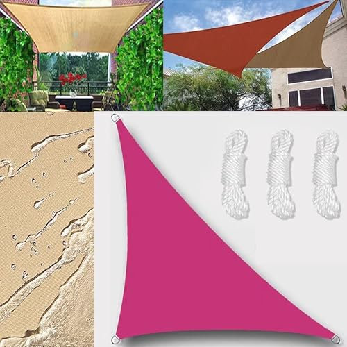 Tenda parasole per esterni, impermeabile, triangolo retto, 3 x 3 x 4,25 m, vela ombreggiante, protezione dai raggi UV, per giardino, patio, blocco con corda, kit vela rosso rosato