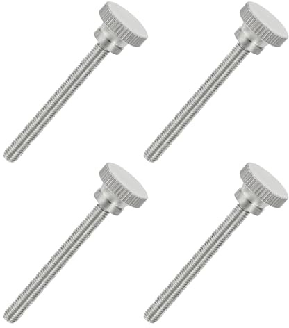 sourcing map 4 tornillos de cabeza moleteada plana M5 x 50 mm, acero inoxidable 304 totalmente roscado, tornillos de tornillo de pulgar para iluminación de electrodomésticos, equipos electrónicos