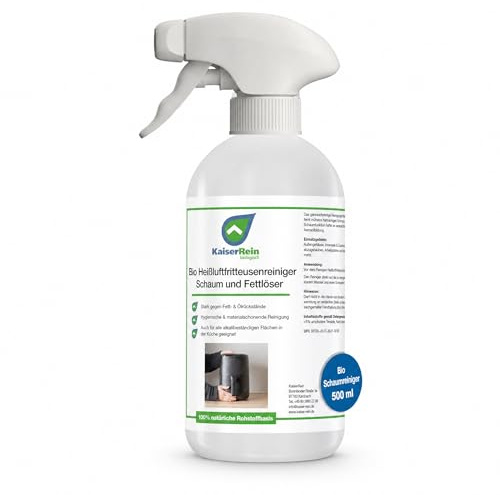 KaiserRein Heißluftfritteuse Reiniger Schaum & Fettlöser, Bio Küchenreiniger, Kochfeld & Dunstabzugshaube, materialschonend, 100% natürliche Rohstoffe, Made in Germany, 500 ml