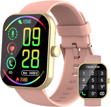 Smartwatch Damen Herren, 1.96 HD Fitnessuhr mit Telefonfunktion, Smart Watch mit Pulsuhr/Schlafmonitor, Fitness Tracker Schrittzähler Uhr, 100+ Sportmodi Sportuhr IP68 Wasserdicht für Android iOS