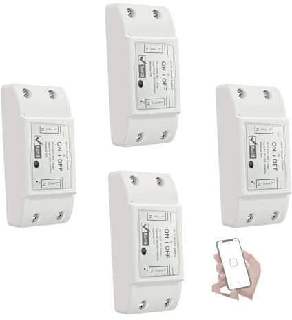 Bkiyougo Diy Smart Switch, Wi-Fi Smart Switch, Universal Smart Relay Switch DIY Module for Smart Home Automation Solution Works for Alexa & Google Home Compatible with Smart Life(4 Pack)