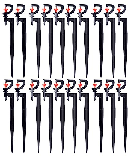 Majatou 20pcs G Type 360 Degree Micro Sprinkler Heads, Rotatable Irrigation drippers, Garden Irrigation Fittings Adjustable Full Micro Spray Drip Emitters Watering Sprinklers for Garden Lawn