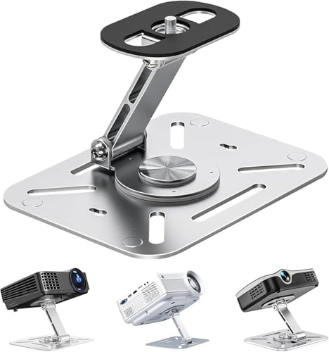 ANBOO Projektorstativ, 360° vridbart höjdjusterbar, dubbelt kulhuvud projektor stativ, hopfällbart bärbart för bord/vägg, kompatibel med de flesta projektorer (silver)
