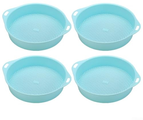 4 setacci da giardino per setacciare il terreno, design leggero con foro da 3 mm per un uso efficiente (blu)