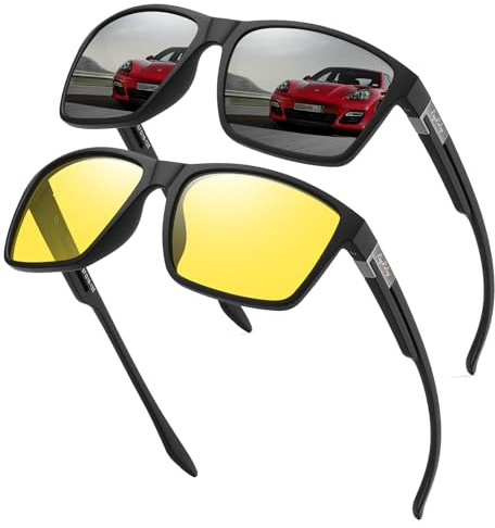 Rayruling 2 Paar Sonnenbrille Herren Polarisierte Damen, Sport Sunglasses Men Schwarz,Retro TR90 Ultraleicht Rahmen, UV400 HD Golf/Fahren/Angeln/Reisebrille/Outdoor-Sportarten Mode Sonnenbrillen