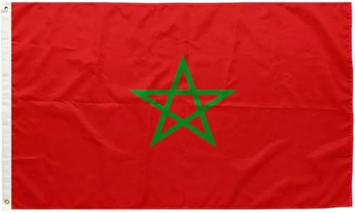 Drapeau Coupe du Monde 2026 - Drapeau national officiel 1,5 m x 90 cm, double face, avec œillets en laiton, États-Unis, Canada, Mexique (Maroc)