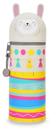LVZONGXIN Kawaii LAMA, trousse en silicone souple 2 en 1, porte-stylo de bureau, fermeture éclair, en silicone, pour crayons de couleur, hauteur 18,5 cm