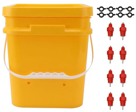 Haofy Automatischer Hühnertränke, Kunststoff-Schwerkraftbewässerungssystem, 12 L Fassungsvermögen für Geflügel-Trinklösung (Eimer + Hintern, roter Kopf)