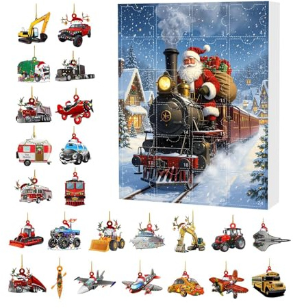 Jul nedräkningskalender, 24 dagar julprydnad advent, 2D akryl fordonsprydnad för hem evenemang fest ryggsäck bil, robust återanvändbar design, rolig interaktiv högtidsdekoration, enkel visning
