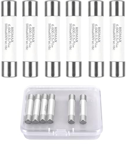 Digital Multimeter Fuse - 0.5A/500mA 600V DC Fast-Acting Ceramic Fuse,Nickel-Plated Brass Caps,6.3x32mm