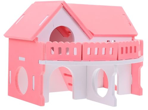 GARVALON Hamsterhaus aus Kunststoff Bissfestes Versteck und Schlafnest 18x15x14cm Pink Spiel und Rückzugsort für Zwerghamster und Kleine Haustiere