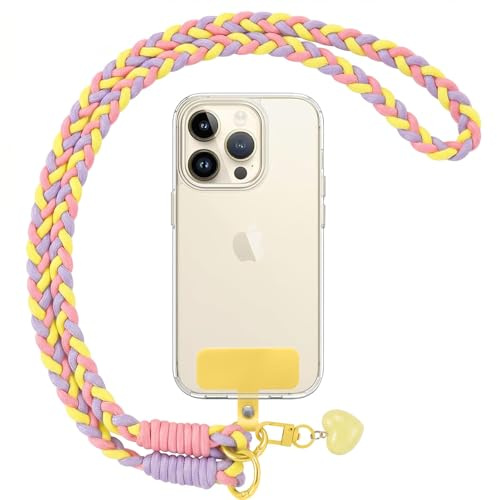 Votvloay Cordón para Movil Universal Colgante para Teléfono Compatible con Todos Los Teléfonos Inteligentes y la Mayoría de los Funda,con Llavero y Parche - Rosa, Amarillo, Púrpura
