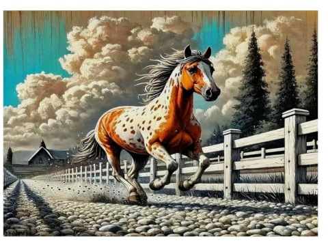 Cheval Clôture Nuage 1000pcs Mini Puzzle pour Famille Difficile | 38x26cm Carton Décor Salon Structure Durable Cadeau Anniversaire Soulagement Anxiété
