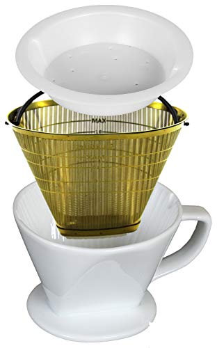 SeleXions Set Porzellan-Kaffeefilter Goldfilter GF4M & Wasserverteiler WFTPlus