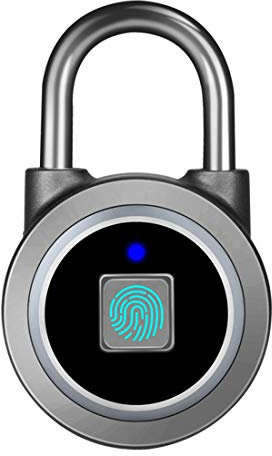 Fingerprint Padlock, Bluetooth Lock, Mobile APP, MEGAFEIS Smart Padlock with Keyless Biometric, Water Resistant, Suitable for Gym, Sports, Bike, School, Locker and Storage(Grey)