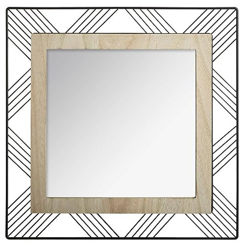 Atmosphera - Miroir Joe - métal et Bois - Noir - 45x45 cm