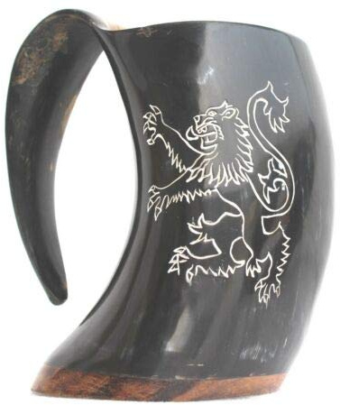 Father's Day Gifts Viking Drinking Horn Mug Premium Dragon Design Original Viking Beer Tankard with Super-Hardwood Bottom | Ideal for Beer Lovers-Wine-Mead & Ale | Medieval Style Stein