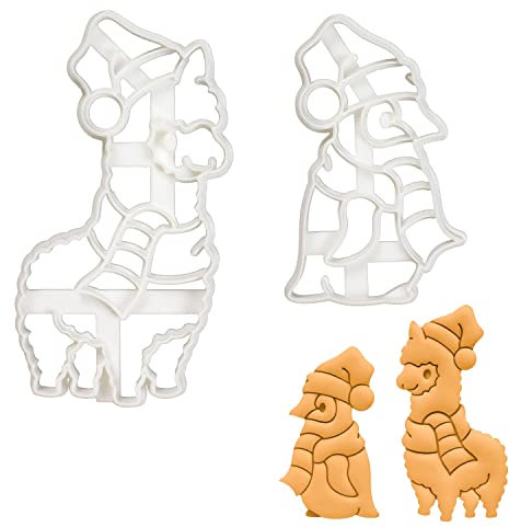 Satz von 2 Weihnachtstier Ausstechformen (Formen: Alpaka und Baby Pinguin), 2 Teil