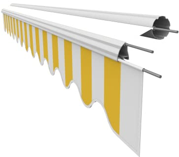 VANA Markisenstoff Volant für 5,5 m Markise Ersatzstoff Markisentuch Bespannung Sonnenschutz, nur Volant, fertig genäht, Maß 5,38 x 0,21 m, Design SPD021