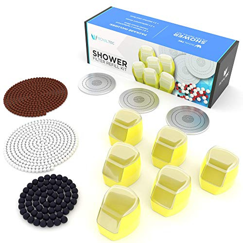 ROYALTEC Recharge de filtre de douche en vitamine C - 6 mois - 6 blocs de vitamine C, pierres de rechange et têtes de douche