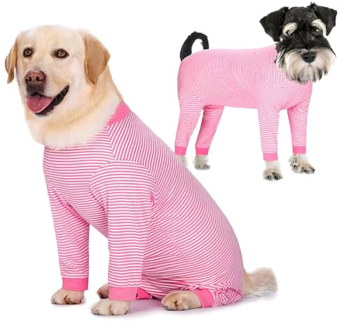 Yeapeeto Dog Onesie Surgery Recovery Suit for Large Medium Bodysuit Dogs Pajamas PJS Full Body for Shedding, Prevent Licking, Wound Protection, Cone Alternative (X-Large, Pink)