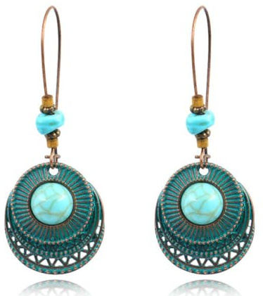 LATRAT Pendientes de turquesa maravillosos pendientes étnicos hechos a mano para mujer, accesorios de joyería de regalo para mujer