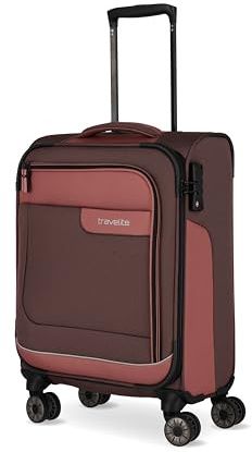 travelite 4 ruote valigia bagaglio a mano guscio morbido in materiale riciclato, conforme alla norma IATA, VIIA: trolley con funzione di aggancio + protezione bordi, 55 cm, 34 litri