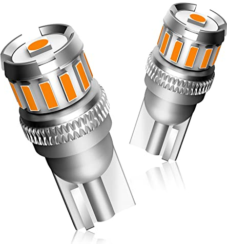 AUTOONE 194 LED Bulb Amber Yellow, Side Marker Lights 300% Brighter T10 168 2825 W5W LED Bulbs for License Plate Light Dome Map Door Courtesy Interior Car Lights, Pack of 2