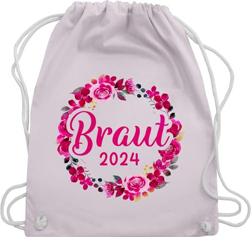 Turnbeutel Rucksack - JGA Junggesellenabschied Frauen - Braut 2025 Blumenkranz - Unisize - Pastell Rosa - brauttaschen bachelorette party beutel junggesellinnenabschied outfit jungesselnabschied