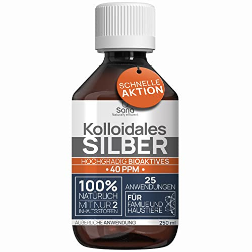 Kolloidales Silber 40 PPM 250 ml | Premium Silberwasser Stärker als 25ppm | Für Mensch, Hund & Katze | Carbon Neutral | 100% natürlich mit 2 Zutaten