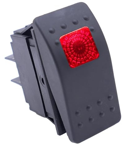 HISports Kippschalter Wasserdicht Druckschalter Schalter Wippschalter Boot Marine Wippschalter für Auto RV Marine Boot Wohnmobil Fahrzeuge LKW 12V 20A Red LED Licht Lampe 4Pin AN/AUS
