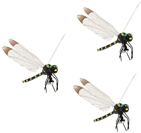 DOITOOL 3pcs Metal Model Dragonfly Outdoor Decor Miniture Decoration Miniatures Outdoor Toys Outside Toys Garden Outdoor Statue Dragonfly Wall Decoration Wall Art Ornament Metal Set