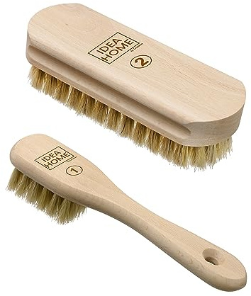 IDEA HOME Schuhpflegeset aus genarbtem Leder Hugo 2, Buchenholz, Naturborsten, zum Auftragen Einer Paste oder Pflegecreme, zum Polieren