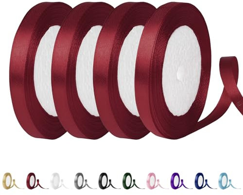 Yiran Satinband Rot 10mm, 88 Meter Rot Dekoration Geschenkband breit Schleifenband Geschenkbänder Band Dekoband Rotes, Rote Schleife für Schultüte,Stoffband für Hochzeit,Taufe und Geburtstag Geschenke