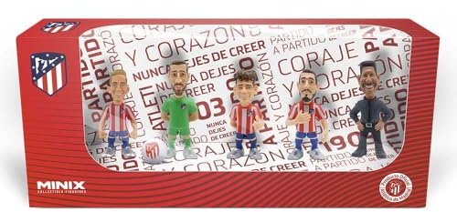 MINIX - Pack de 5 Figuras del Atlético de Madrid - Coleccionables de 7 cm para Exhibición, Idea de Regalo para Niños Y Adultos, Fans de Fútbol - MN12770