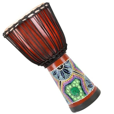 Professionelle Djembe 12 Zoll Djembe Afrikanische Trommel Ziegenfell Trommelfell Mahagoni Trommelfass Schlaginstrument (Color : D)