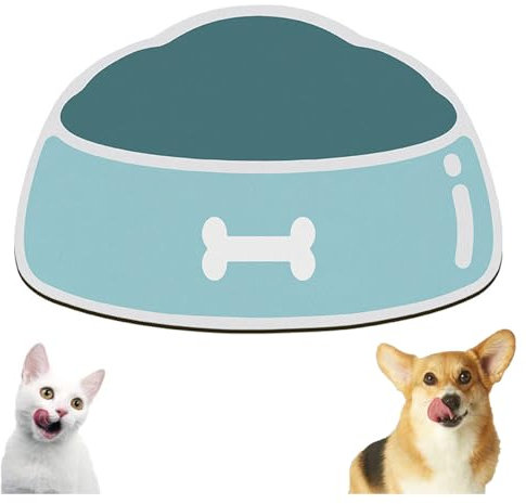 Hundematte für Futter und Wasser, für Futter und Wasser, schnell trocknend, Gummi, leicht zu reinigen und keine Flecken, Haustier-Wassermatte für Hund und Katze, Blau, 30 x 50 cm