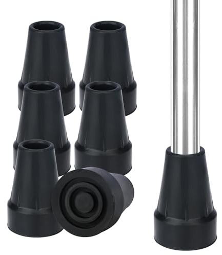 supregear Krücken Gummi (6 stück), 22 mm Gummihülsen, Schwere Dicke Gummifüße für Krücken, Gehstock Gummipuffer, Rutschfeste Gummipuffer für Gehstöcke, Krücken und Wanderstöcke, Schwarz