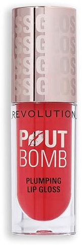 Revolution Beauty, Brillo Voluminizador para Labios, Alto Brillo para Labios Más Llenos y Voluminosos con Ácido Hialurónico y Péptidos, Vegano y Libre de Crueldad, Cherry Sheer Red