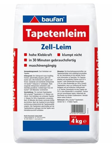 Baufan Tapetenleim 4 kg Zell-Leim Tapetenkleister Tapetenkleber Kleister Tapete Rauhfaser