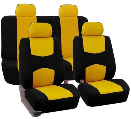 MaKeMoney 9 Stück Auto Sitzbezüge FüR F-ord Fiesta’09 MK7 2011 2012 2013 2014 2015 2016 2017, Vorne und Hinten Sitzbezügesets Autositz Innenraum Zubehör, F/Yellow
