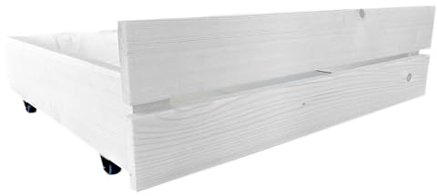 Lermowood Palettenbett M2 2 x Bettschubladen Weiß 30cm | Bettkästen Holzbett kisten Massivholzbett