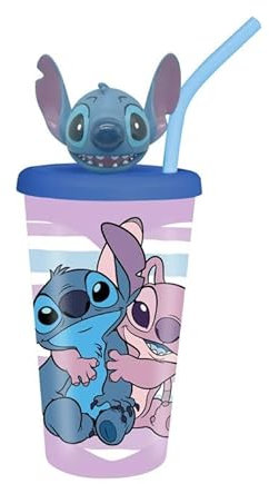 Disney Stitch - Bicchiere 3D, 444 ml, divertente e resistente, per bambini e adulti, isolamento a doppia parete, senza BPA