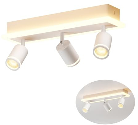 LVWIT Weiß Deckenstrahler 3 Flammig Schwenkbar 350° LED Deckenleuchte Weiß GU10 Deckenspot Strahler Modern Deckenlampe Spot Spotleuchte für Küche, Flur, Wohnzimmer (Ohne Leuchtmittel)