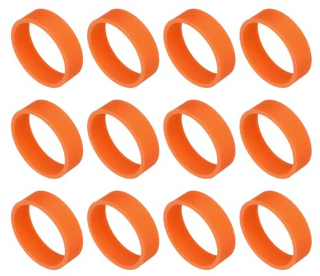sourcing map 12Pcs Silicone Rubber Bands,20mm/0.8Inch Rubber Bands Rings Cable Ties Strong Elastic Bands Non-Slip for Cord Wrapping Bag Wraps, Orange