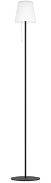 Eglo Lampadaire solaire Scordiano, lampe sur pied extérieure sans fil, luminaire avec interrupteur à tirette, intensité variable, acier noir et plastique blanc, blanc chaud-froid, IP44