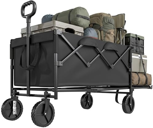 Outsunny Gartenwagen Bollerwagen faltbar 100 kg 160 Liter Schwarz